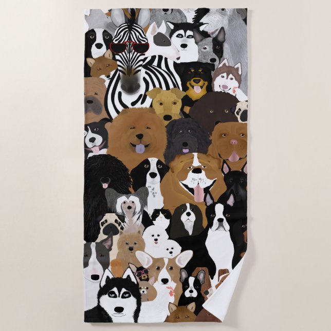 Chiens, chat et serviette de plage de poulet (Devant)