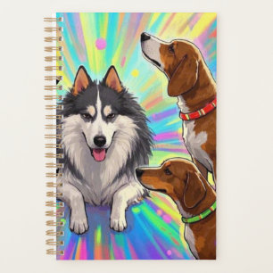 Chiens Chiens Chiots avec arrière - plan arc-en-ci