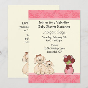 Chiens cochonnes Valentine Baby shower Invitations