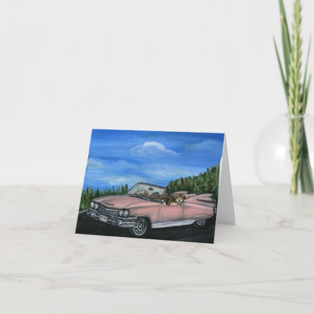 Chiens Conduisant Une Voiture Rétro Cartes De Note (Devant)