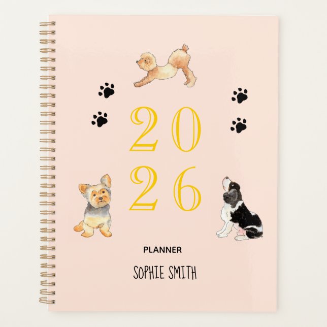 Chiens d'aquarelle mignonne 2026 Rendez-vous (Devant)