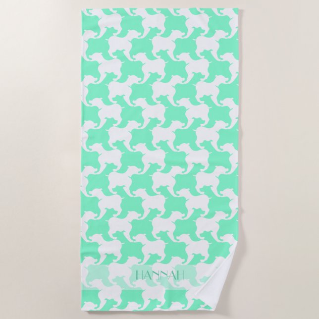 Chiens de base de menthe blanche Nom Serviette de  (Devant)