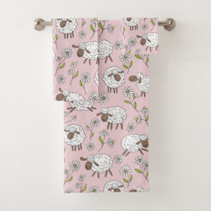 Chiens de comptage sur coton bonbon rose
