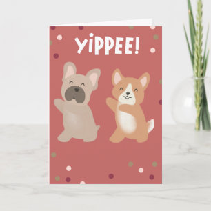 Chiens de danse Yippee Félicitations Carte de voeu