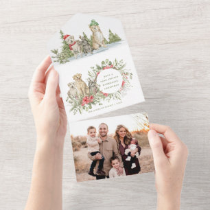 Chiens de Noël    Carte photo de vœux de Noël