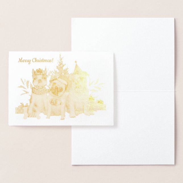 Chiens de Noël dorés par carte postale (Affichage)