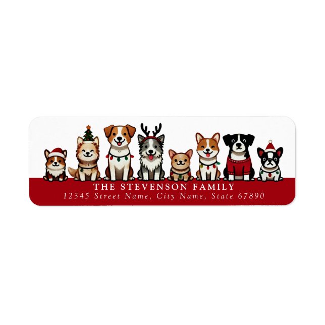 Chiens de Noël Retourner l'adresse Étiquettes (Devant)