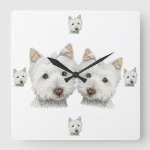 Chiens de Westie en abondance ! Horloge murale