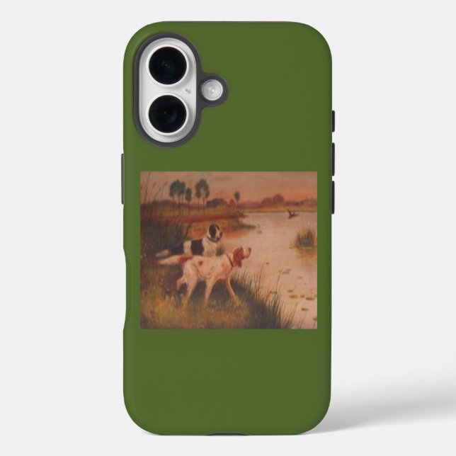 Chiens d'oiseaux Olive foncé Vert iPhone 16 Coque (Verso)