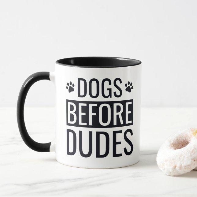 Chiens Drôle Avant Les Mecs Citer La Mug De Café (Avec donut)
