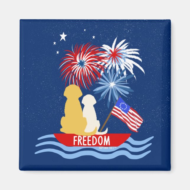 Chiens du 4 juillet sur Fireworks Magnet (Devant)