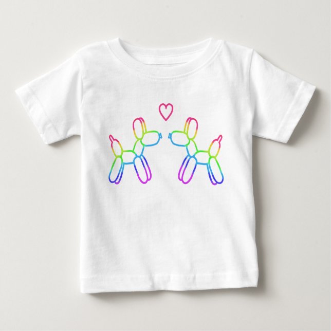 Chiens en ballon arc-en-ciel en T-shirt bébé amour (Devant)