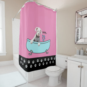 Chiens en boîte blanche - rideau de douche