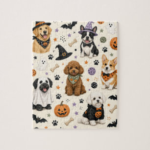 Chiens en costumes d'Halloween mignons Puzzle