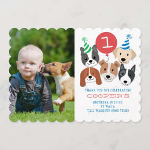 Chiens et carte de remerciements rouge de photo de