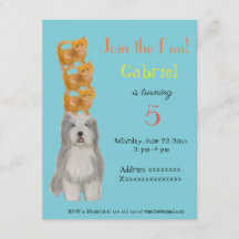 Chiens et chatons, invitation à la fête d'annivers