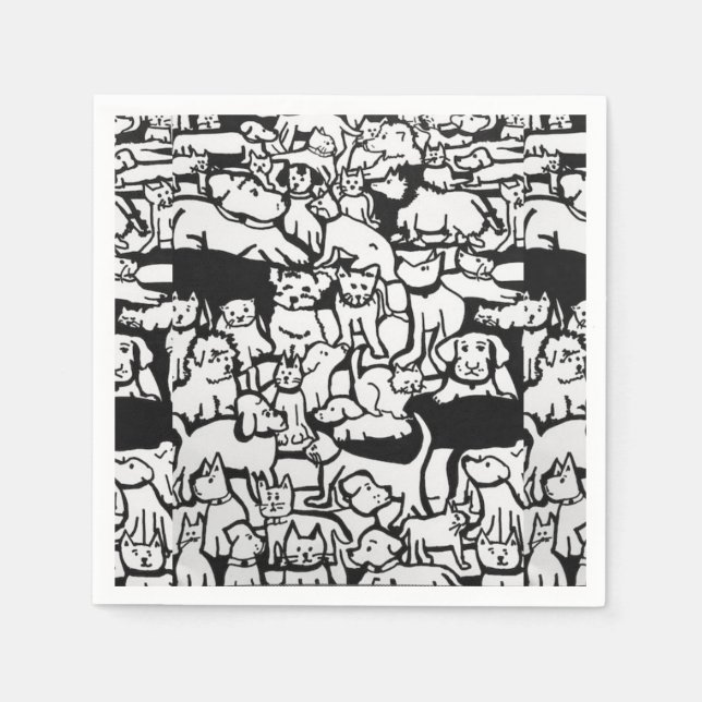 Chiens et chats Cartoon" serviettes en papier (Devant)