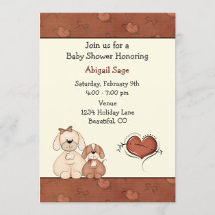Chiens et Coeurs Baby shower Invitation pour les f