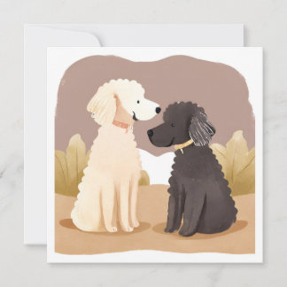 Chiens Fluffy | Carte de peinture à l'aquarelle po