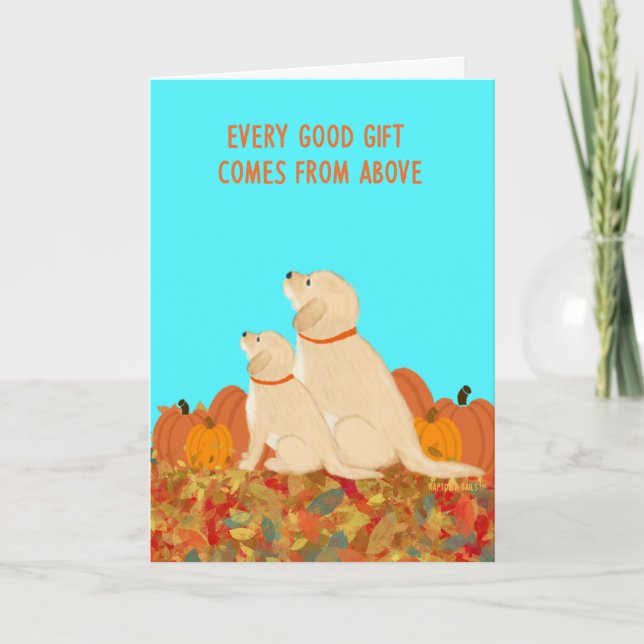 Chiens gracieux Feuilles Citrouille Carte Thanksgi (Devant)