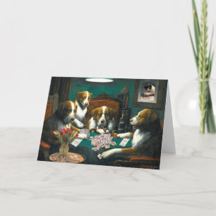 Chiens jouant Carte pour notes Mah Jongg