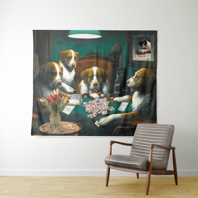 Chiens jouant la tapisserie d'heure-milliampère (En situation (horizontale))