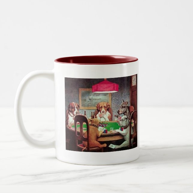 Chiens jouant la tasse de tisonnier (Gauche)