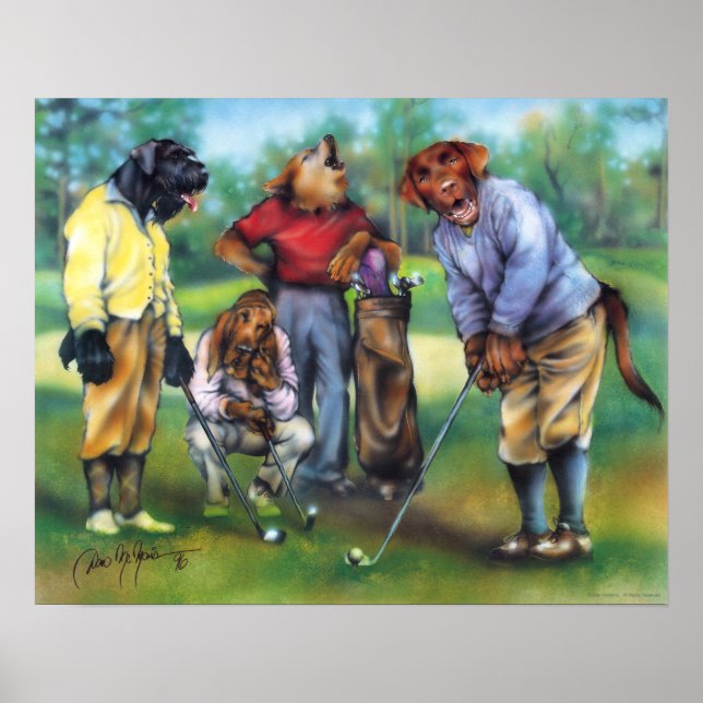 Chiens Jouer Golf Poster (Devant)