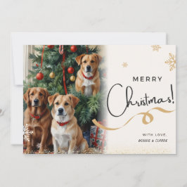 Chiens mignons carte de voeux de Noël