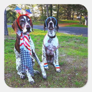 Chiens patriotiques Stickers Carré de fête des fêt