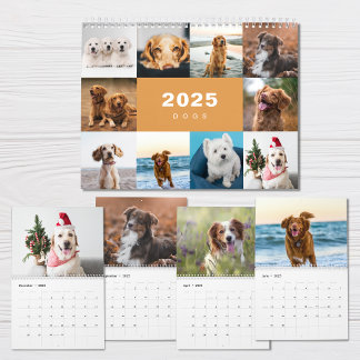 Chiens Photo Collage Calendrier moderne 2025