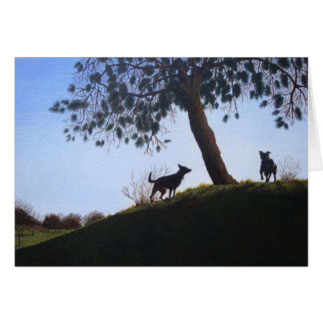 chiens pittoresque parc paysage peinture art réali (Devant horizontal)
