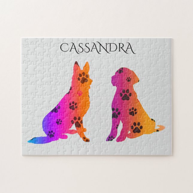 Chiens puzzle personnalisé pour les enfants. (Horizontal)
