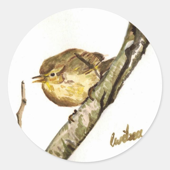 Chiffchaff Abzeichen Runder Aufkleber (Vorderseite)