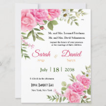 Chiffon Pink Roses Einladung zur jüdischen Hochzei