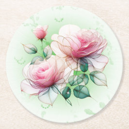 Chiffon Rose Runder Pappuntersetzer