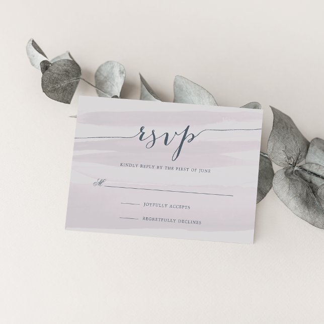 Chiffon Watercolor RSVP-Karte | Gray Lilac RSVP Karte (Von Creator hochgeladen)