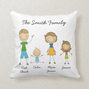 Chiffre customisé coussin de bâton de famille