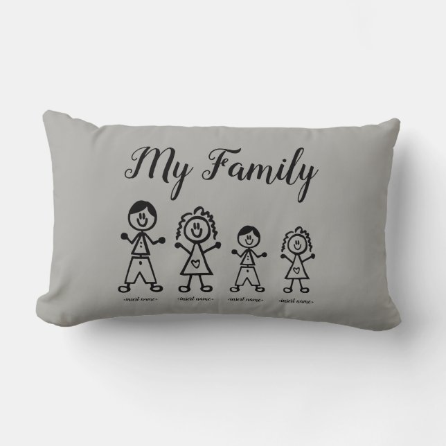 Chiffre personnalisé coussin de bâton de famille (Recto)