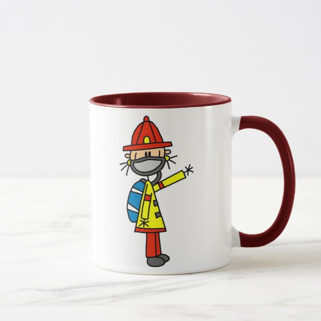 Chiffre sapeur-pompier de bâton avec la tasse de (Droite)
