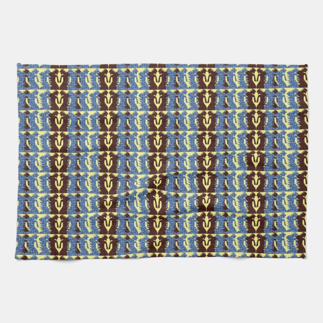 Chiffres Brown et bleus Serviette de cuisine (Horizontal)