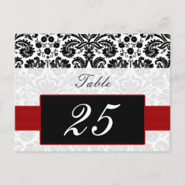 chiffres de table damée rouge carte postale