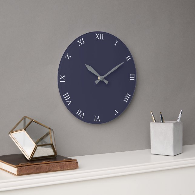 Chiffres romains blancs Horloge ronde Personnalise (Bureau)