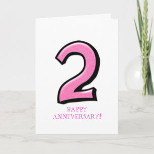 Chiffres Silly 2 rose Anniversaire Carte
