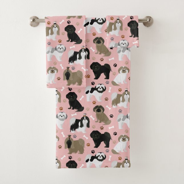 Chih Tzu Chiens Paws et os Ensemble de serviettes  (En situation)