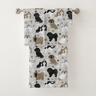 Chih Tzu Chiens Paws et os Ensemble de serviettes