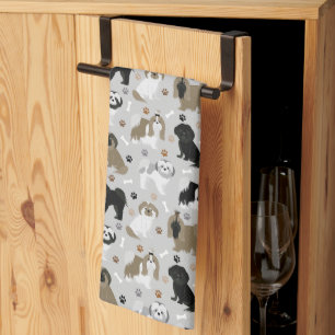 Chih Tzu Chiens Paws et os Serviette de cuisine