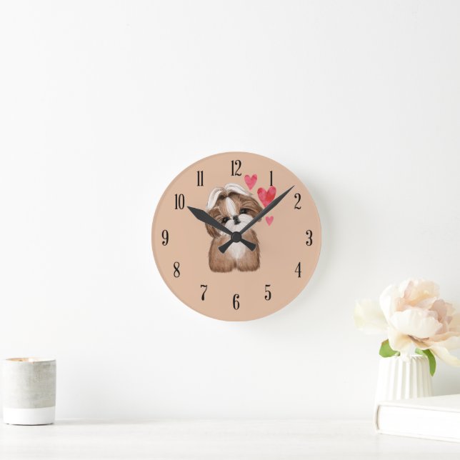 Chih Tzu race Chien Race Mur Rond Horloge (Maison)