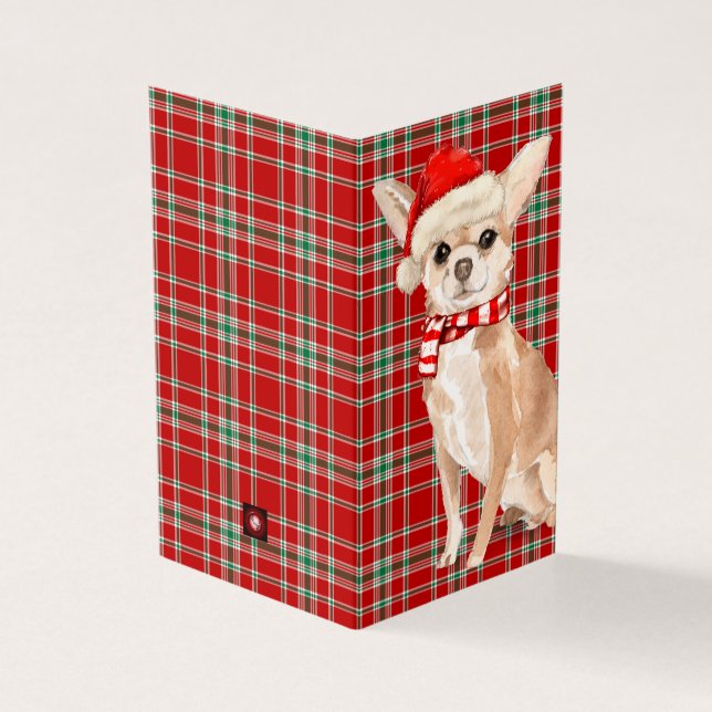 Chihuahu Chien de Noël Rouge et Vert Plaid Vacance (Outside)