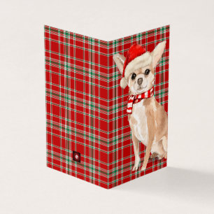 Chihuahu Weihnachts-Hund Roter und Grüner Karierte